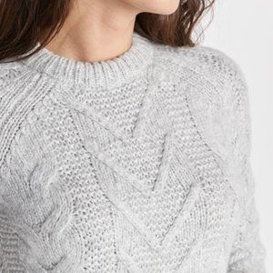 Marine Layer Dani Cable Crewneck XL Heather Grey